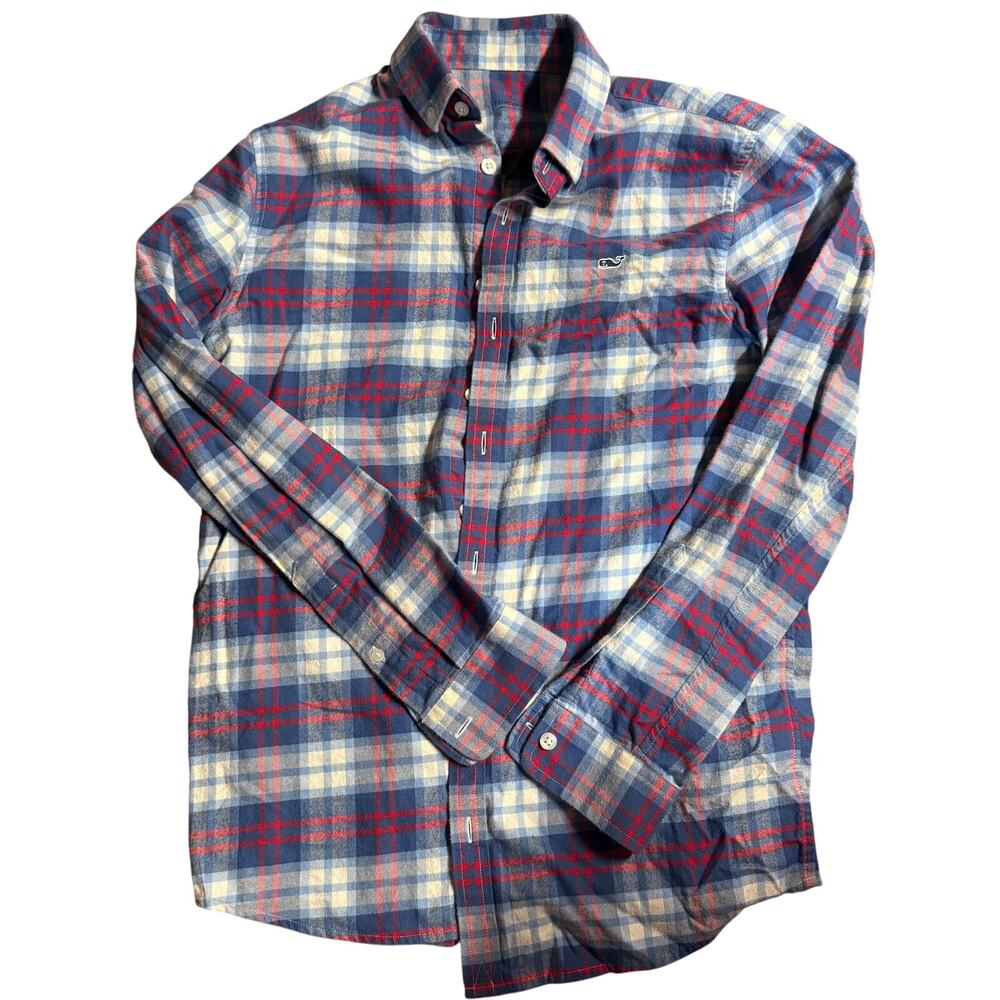 Vineyard Vines flannel blue red plaid shirt size 16